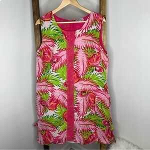 Buckhead Betties Vibrant Pink and Green Sleeveless Dress XL